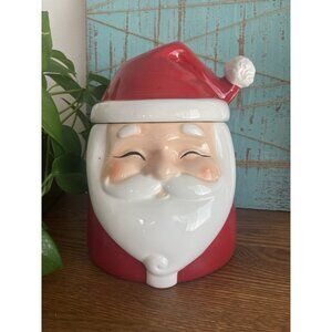 Peppermint Place Santa Head Candy Cookie Jar Rubber Seal Ceramic Christmas